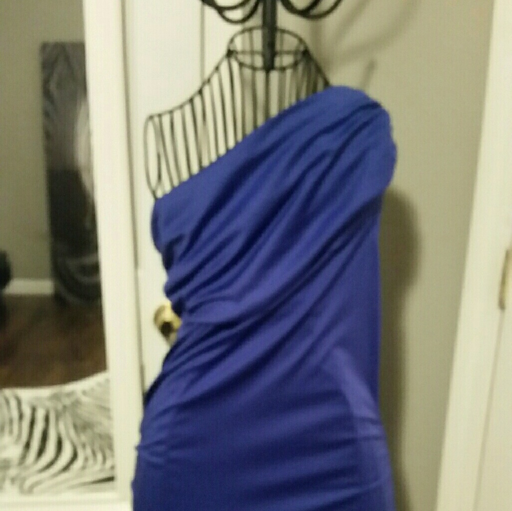 NWT RACHEL Rachel Roy Cobalt Blue One Shoulder Ruched Dress Size M